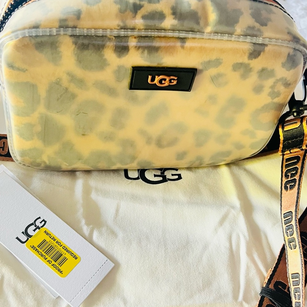 UGG Yellow and Gray Animal Print Crossbody Bag
